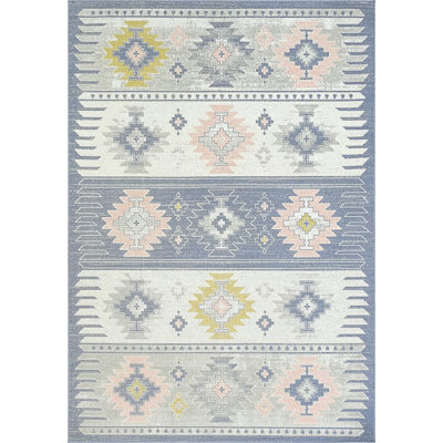Willington Rectangle Ikat Machine Woven Polypropylene Rug