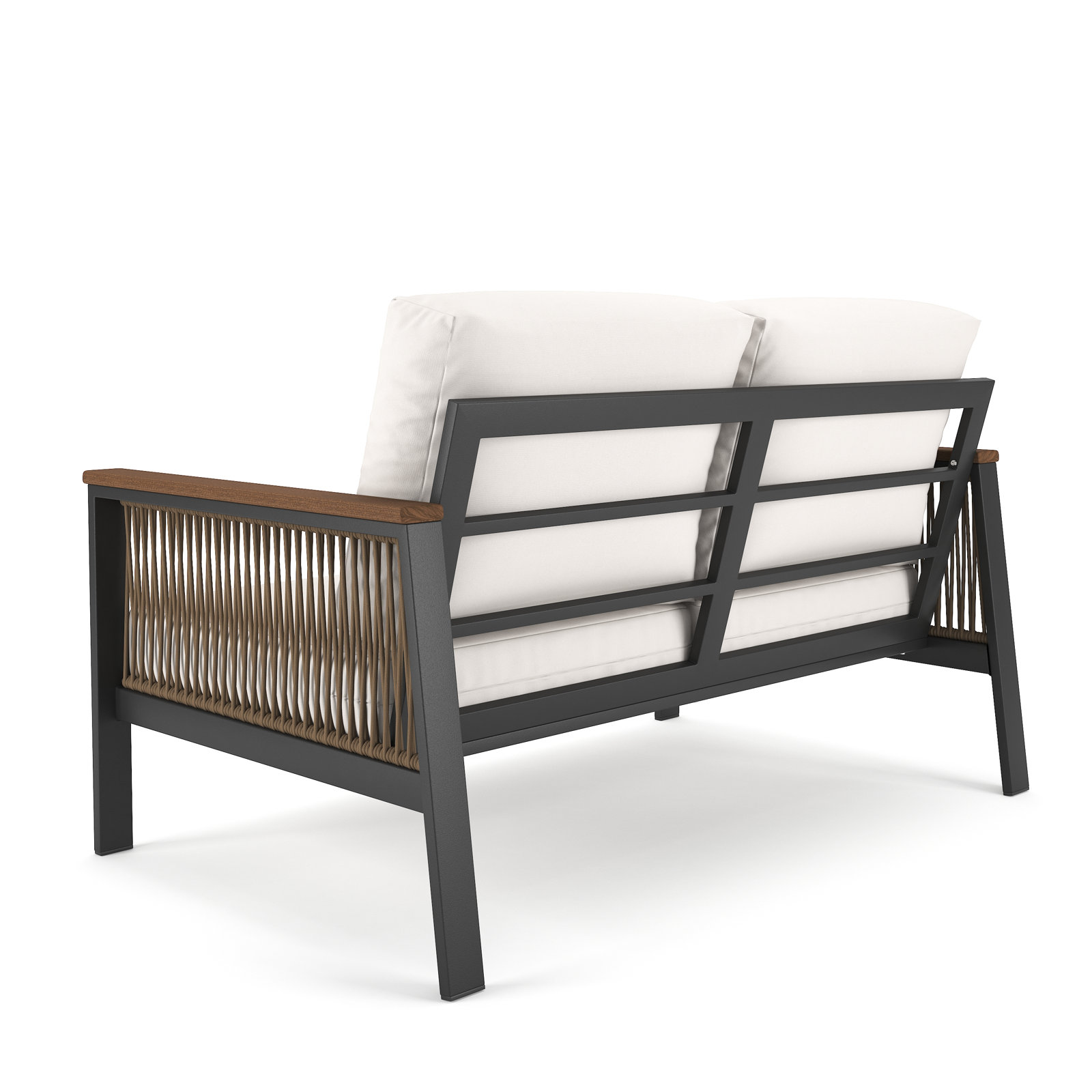 Townsend 55'' Wide Outdoor Loveseat with Sunbrella® Cushions, Canvas White Sunbrella® Canvas, Gray/Brown