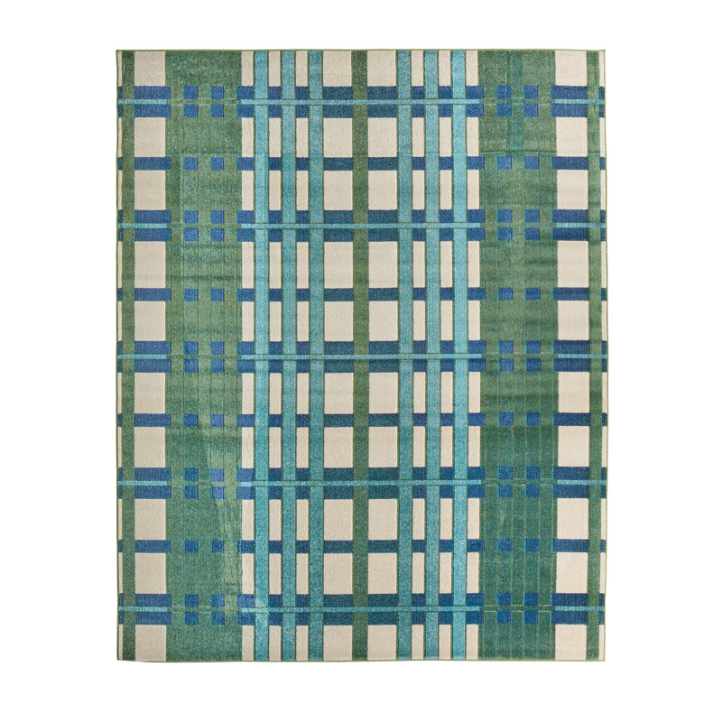 Tapis intérieur / extérieur bleu Lindsey, Rectangle 8 pi 6 po x 11 pi 6 po