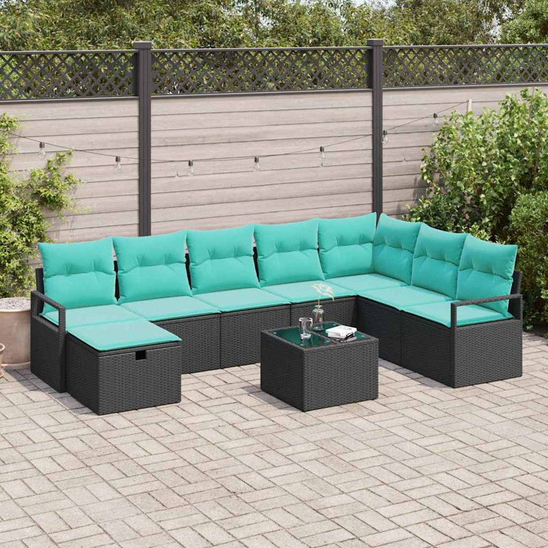 Ensemble de canapé avec coussin avec rangement vidaXL, Coussin bleu / cadre noir