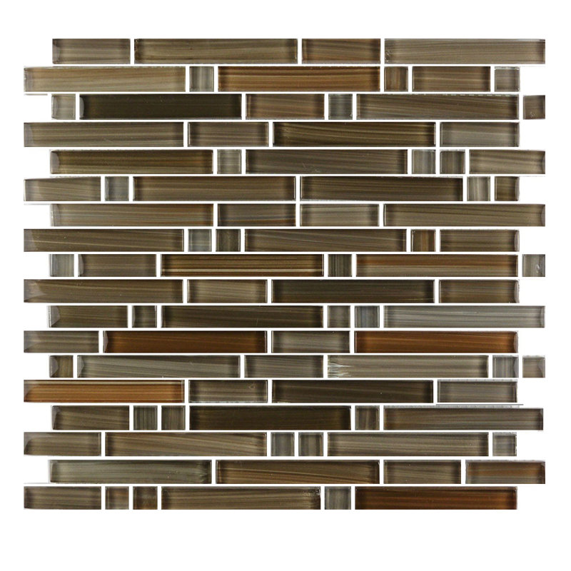 Handicraft 12 in. x 12 in. Stained Glass Straight Edge Linear Mosaic Wall & Pool Tile, Santa Fe
