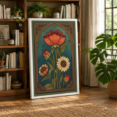 Study with Border Botanical - Wrapped Canvas