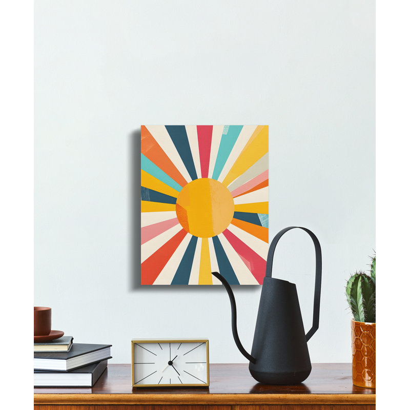 Retro Sun Wall Art, Abstract Canvas Art, Sunburst Print, Home Decor, Wrapped Canvas Wall Art, Art for Home Lovers, Wayfair Style