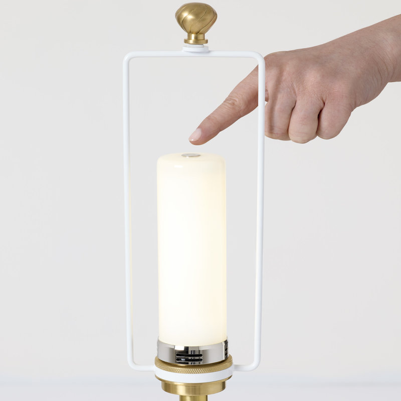 Talia Medium Cordless Table Lamp in Clear Glass with Linen Shade