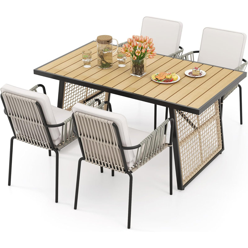 Latitude Run® 4 - Person Rectangular Outdoor Dining Set with Cushions