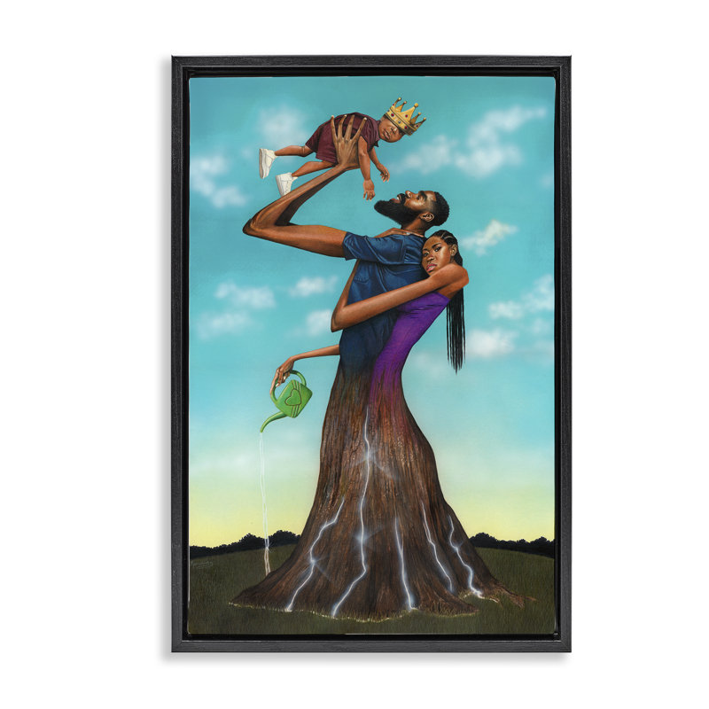 Cadre flottant croissance Family Portrait, design par Manasseh Johnson Sr, H 25 po x l 17 po, Cadre flottant noir de jais
