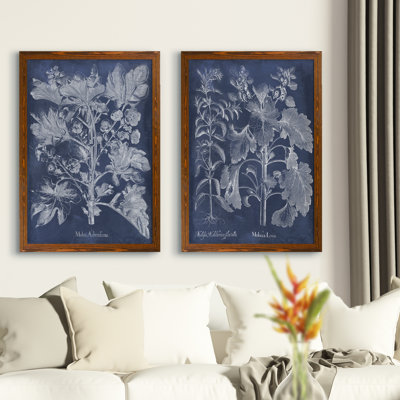 " Besler Leaves In Indigo I " 2 - Pieces