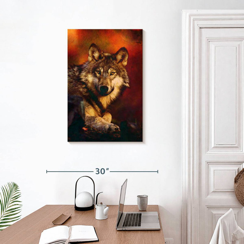 Chasse au loup, H 30 po x l 20 po