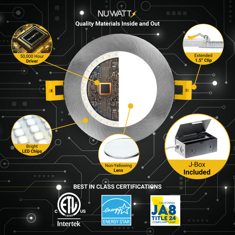 Ultra Slim Brushed Nickel 4-Inch LED Recessed Lighting Kit