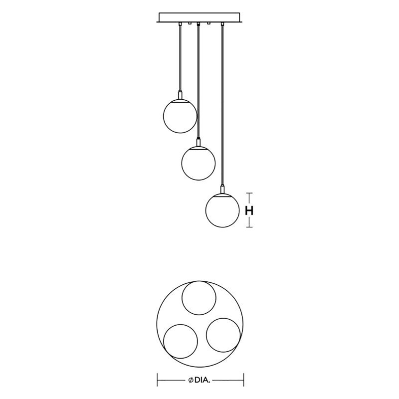 Altia 3 - Light Satin Brass Cluster Pendant
