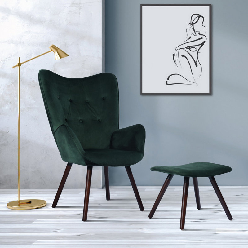 Acantha Velvet Accent Chair, Green