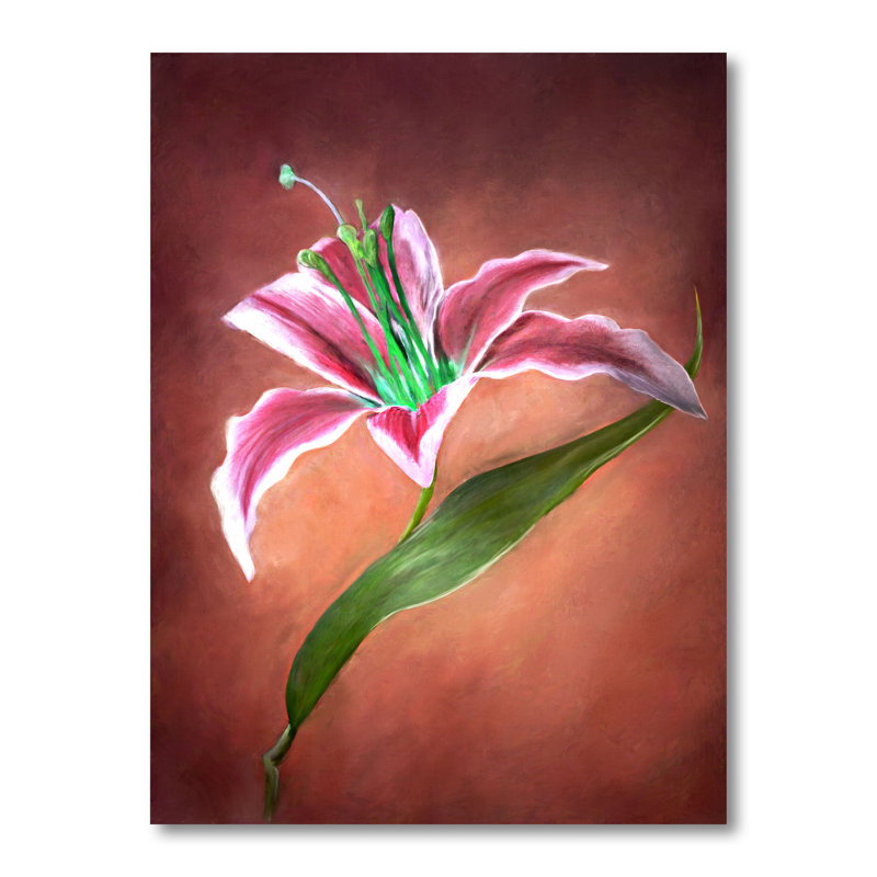 Fleur de lys rouge - peinture sur toile encadrée, H 20 po x l 12 po x P 1 po, Toile tendue