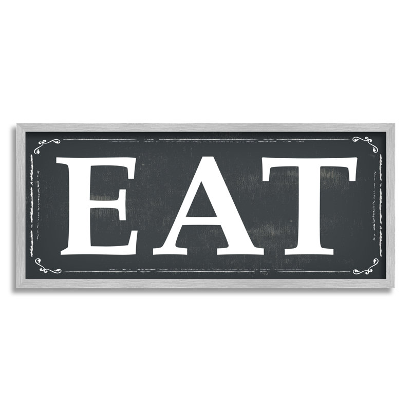 EAT noir et blanc, H 13 po x l 30 po, Estampe numérique Farmhouse