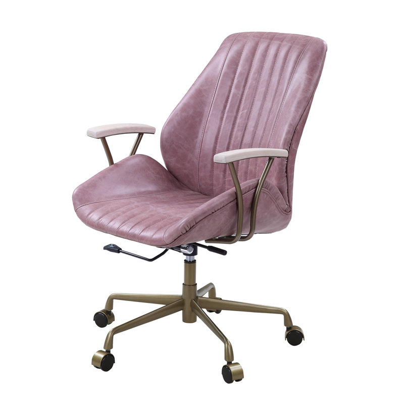 Hamilton Pink Top Grain Leather Office Chair, Pink