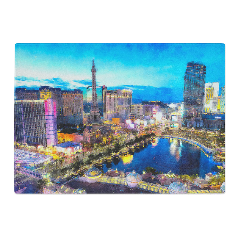 Tempered Glass the Las Vegas Strip Chopping Board, 28.5 cm x 39 cm