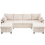Canapé-lit modulaire 111,8 po avec canapé-lit polyvalent avec grand espace de rangement, deux ports USB et deux porte-gobelets pour le salon-2144087210