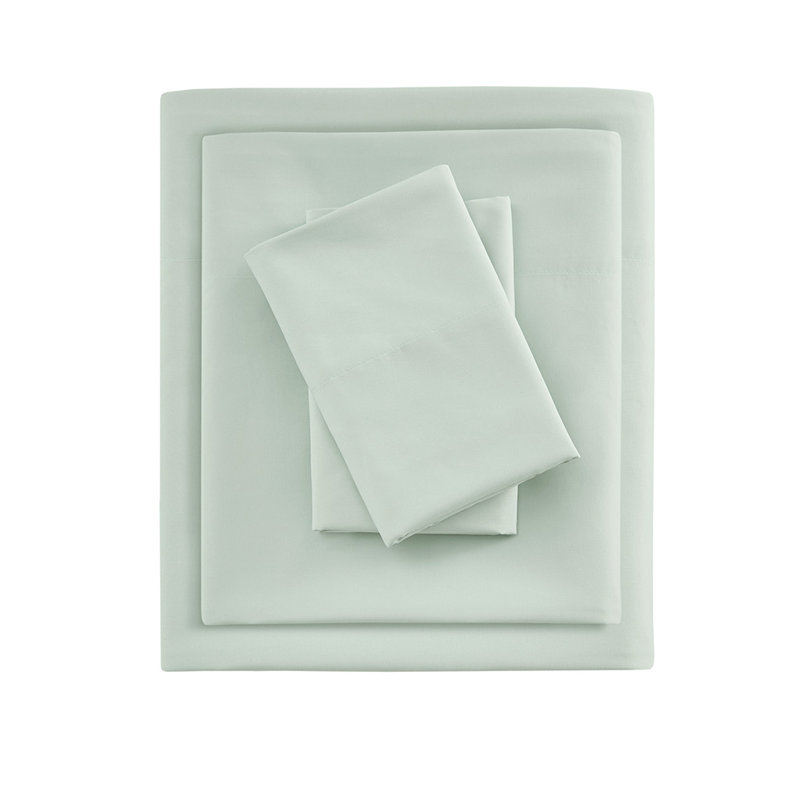 Ensemble de draps en microfibre Gracie Mills Thaddeus, Ensemble de draps pour lit simple avec un drap-hou, Vert