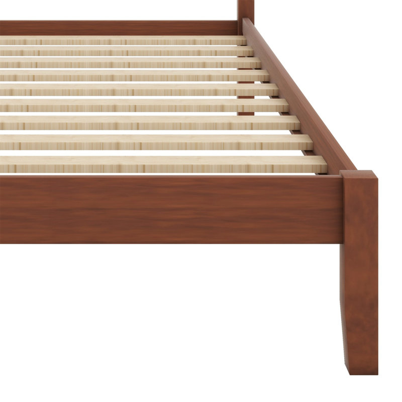 Lit plateforme en bois avec tête de lit, Noyer