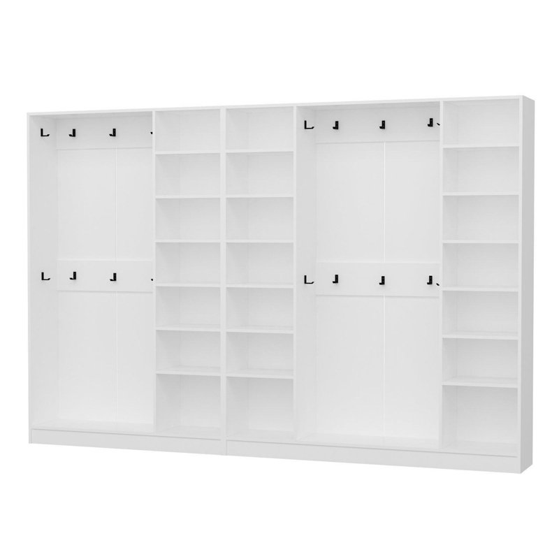 Élégant support de couloir, blanc, 124,0 x 82,7 x 13,8 pouces | 100% panneau de particules enduit de mélamine, épaisseur: 0,7 pouce | Conception moderne pour les entrées et les espaces de vie, solution de rangement durable et élégante