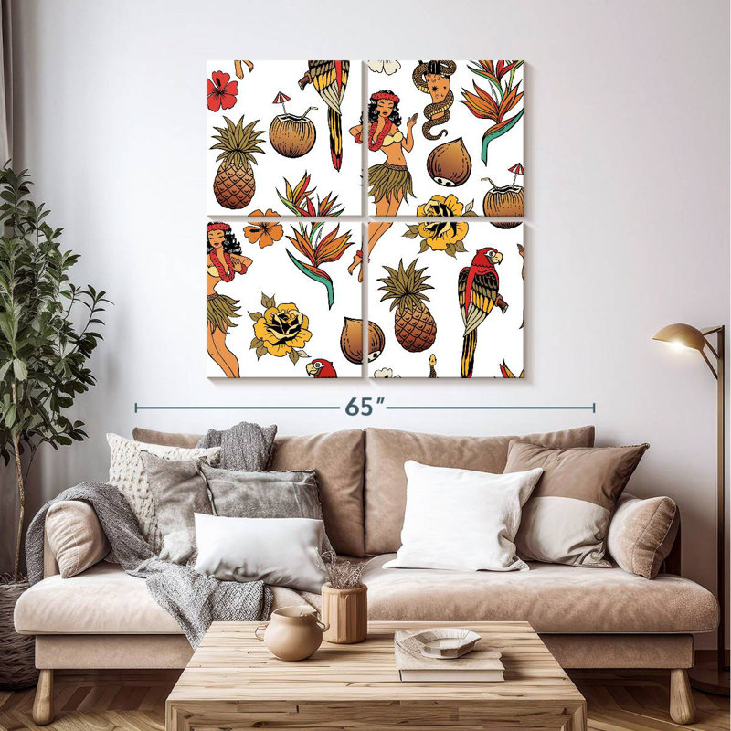 Motif hawaïen tropical Kerner, H 45 po x l 45 po