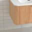 Armoire de salle de bain flottante murale 24 po pré-assemblée à bord arrondi de couleur noyer naturel avec cuve en céramique blanche-129683852
