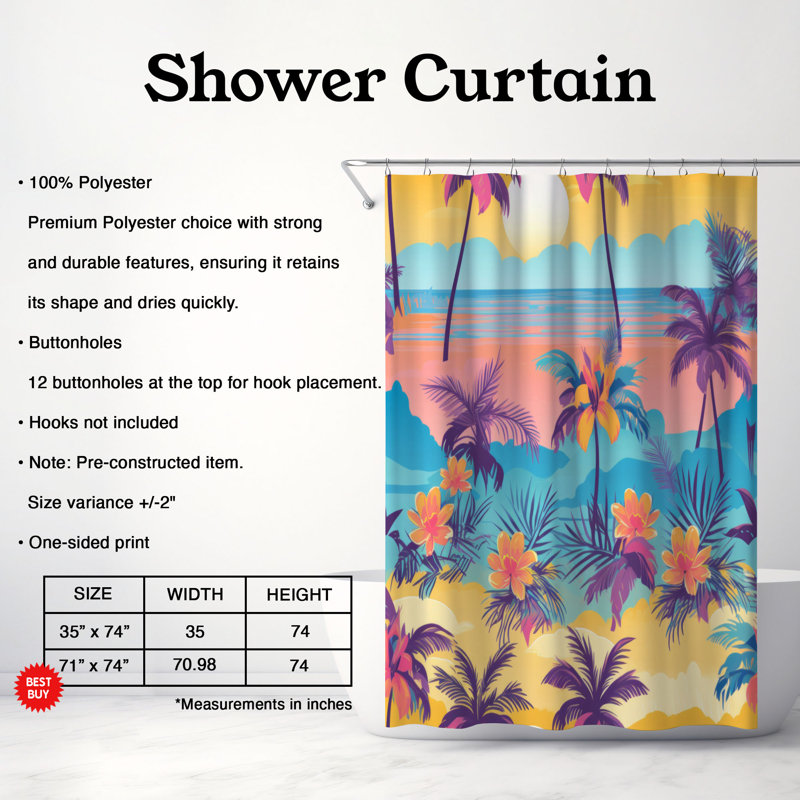 Rideau de douche Ocean - Premium, H 74 po x l 71 po