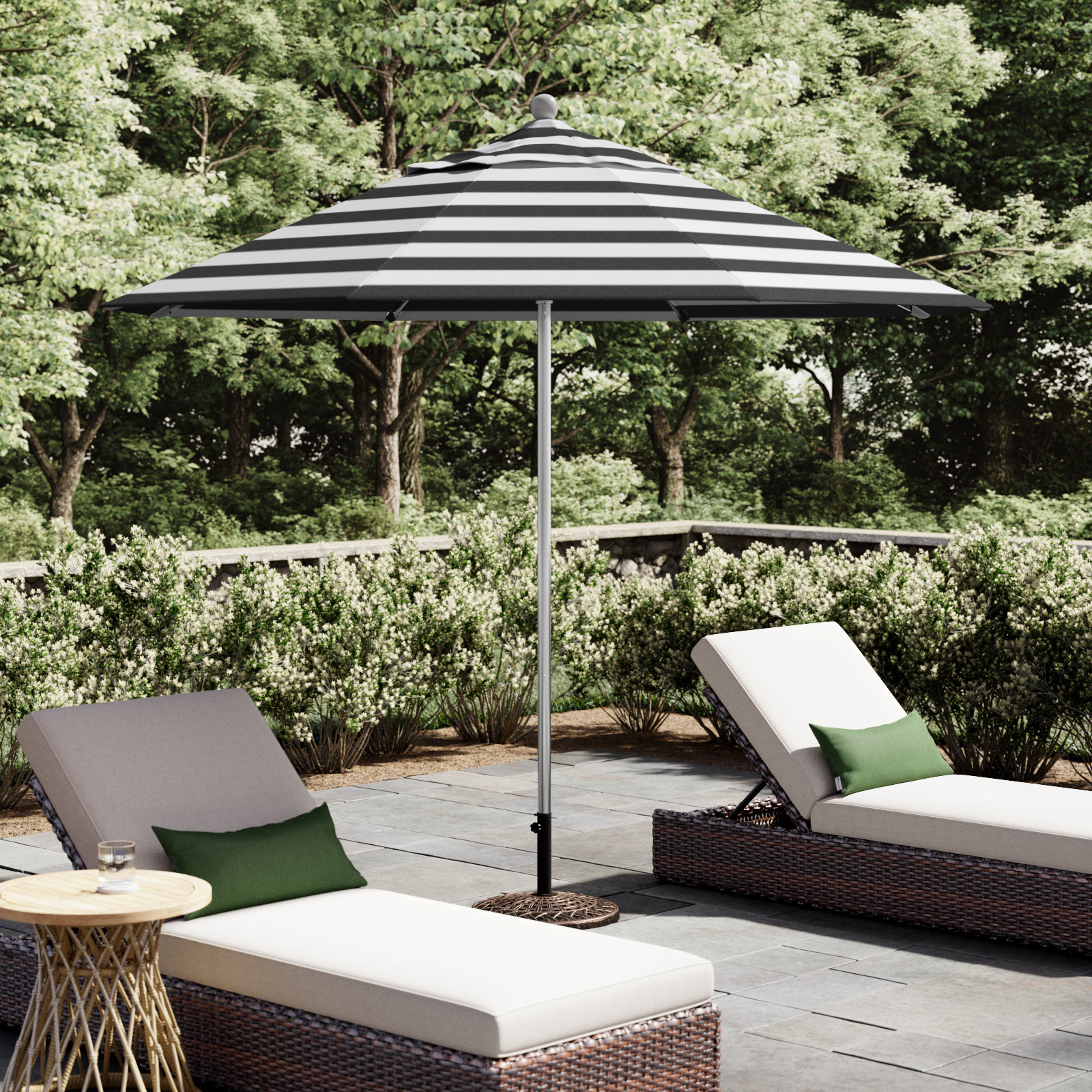 Hibo 108'' Sunbrella® Outdoor Umbrella, Cabana Classic Black Stripe Sunbrella®