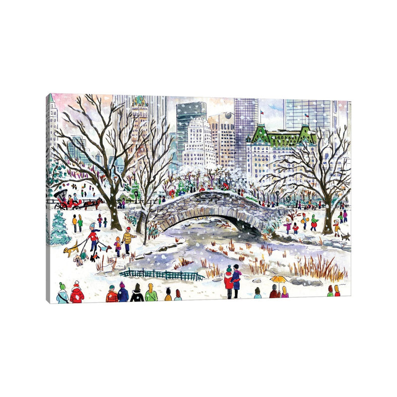 Central Park Bridge Winter- Gallery-Wrapped Canvas Giclée