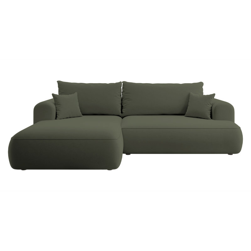 Alija 3 Seater Velvet Sofa & Chaise, Left Hand Facing, Olive