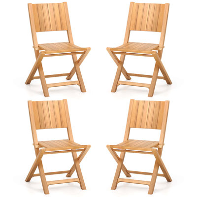  4 chaises de patio pliantes avec dossier incliné en bois de teck