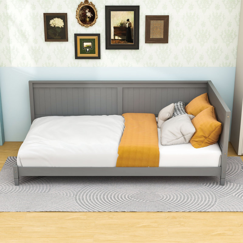 Lit de jour moderne en bois avec dossier Modern, Gris, Lit simple