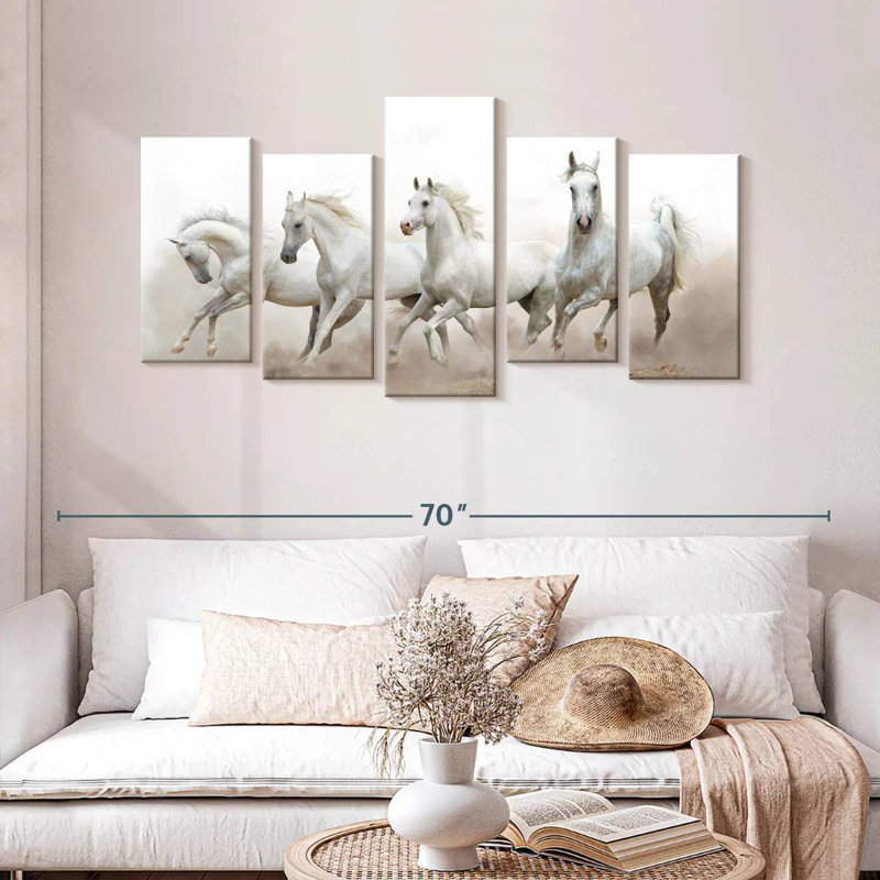 Brampt White Arabian Horses, 27'' H X 54'' W