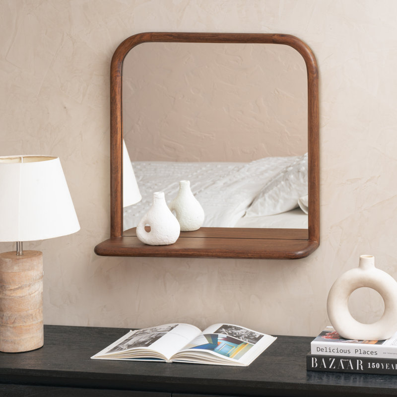 Charlemont Solid Wood Accent Wall Mirror, Walnut
