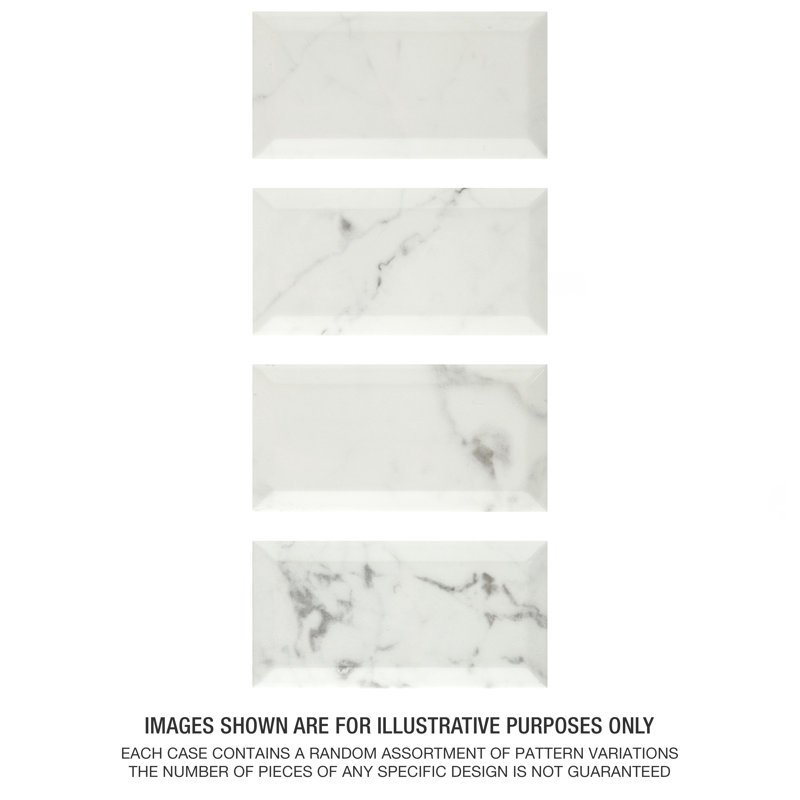 Classico Carrara 3" x 6" Ceramic Stone Look Subway Tile