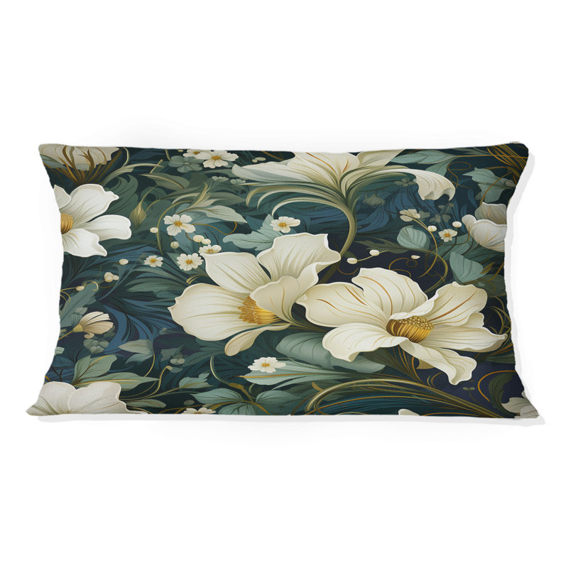 Fleurs vertes et beiges - Coussin imprimé floral