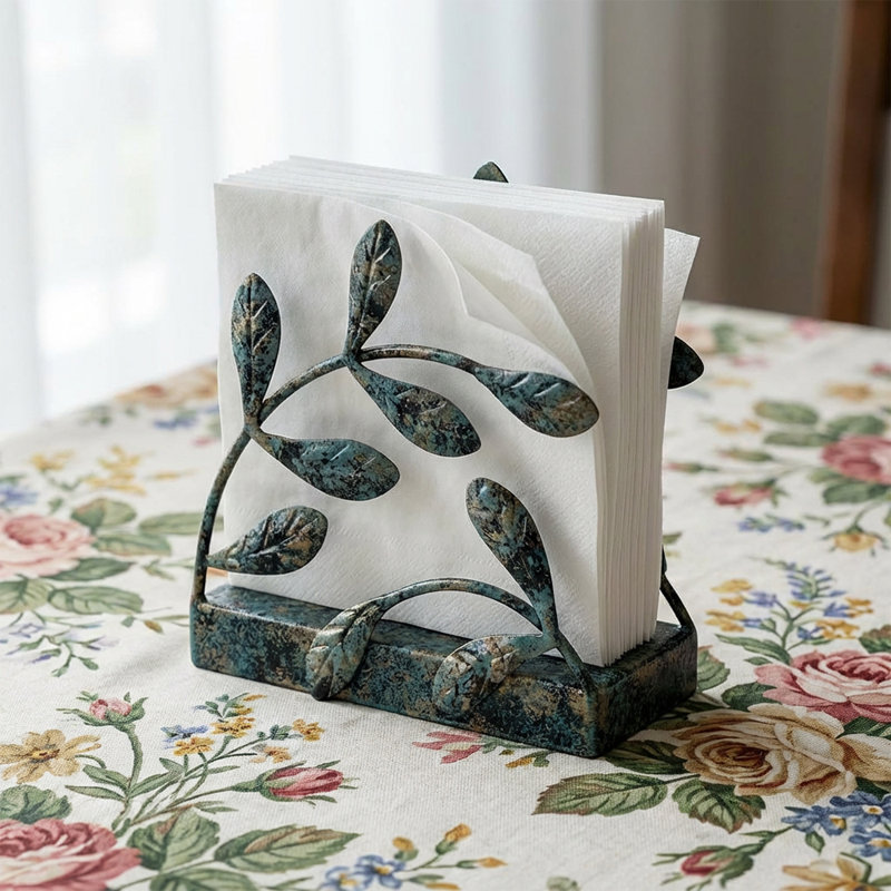 Green iron Leaves Design Stable Napkin Holder