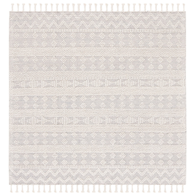 Natura Flat Weave Wool Geometric Rug, Square 6'