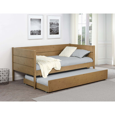 Rustic Wooden Daybed with Smooth-Gliding Trundle