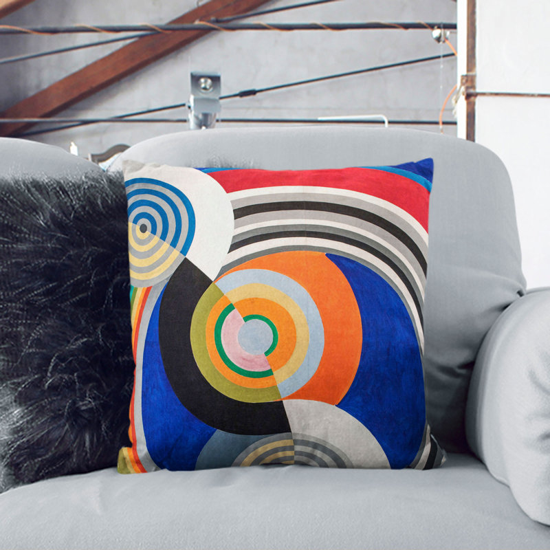 Geometric Square Cushion, 55cm H x 55cm W x 20cm D, Black