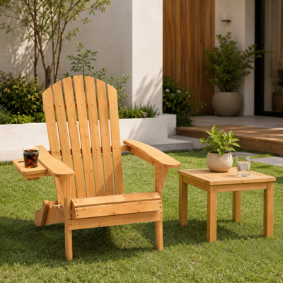 Fir Wood Folding Adirondack Chair Teak Colour