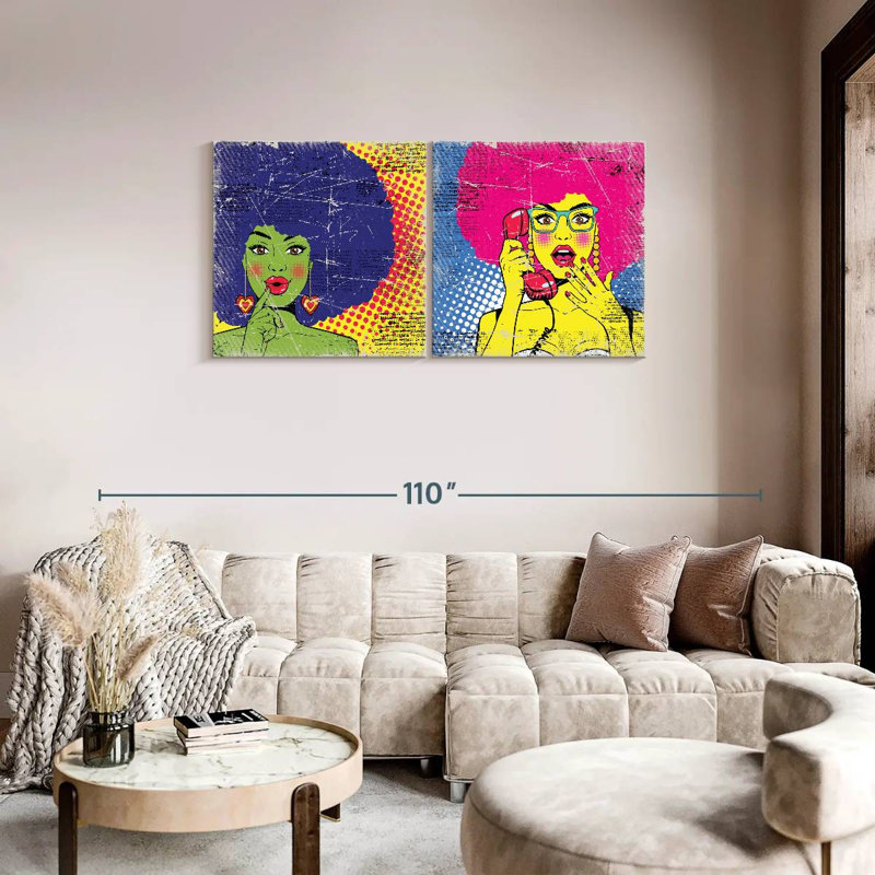 «Retro Comic Women», reproduction sur toile, H 73 po x l 36 po x P 1,25 po