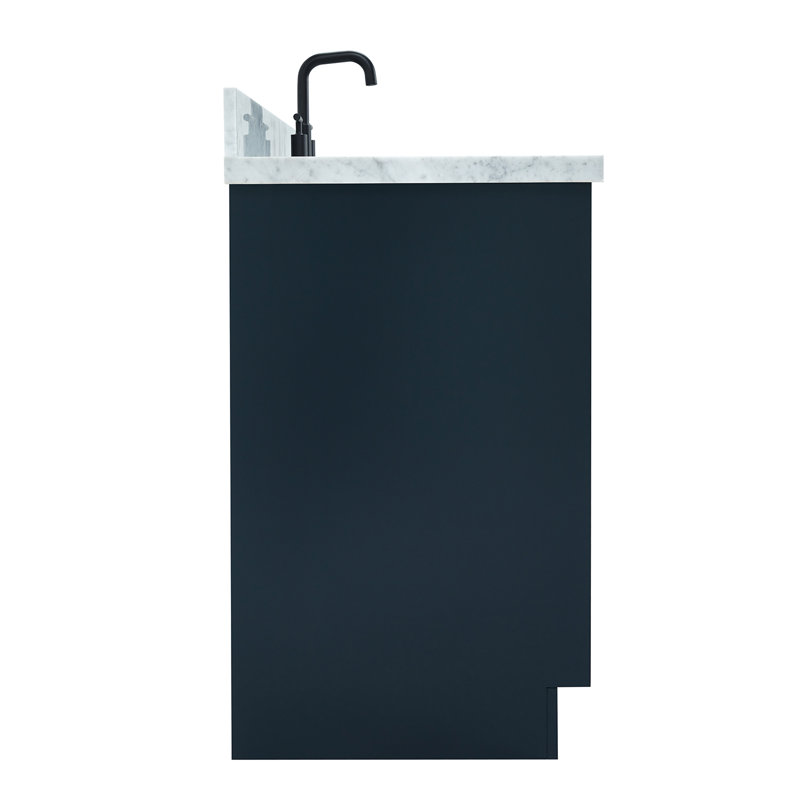 ARIEL Kelly 49 Single Sink Bathroom Vanity with Italian Carrara Marble Top, Midnight Blue, 49"