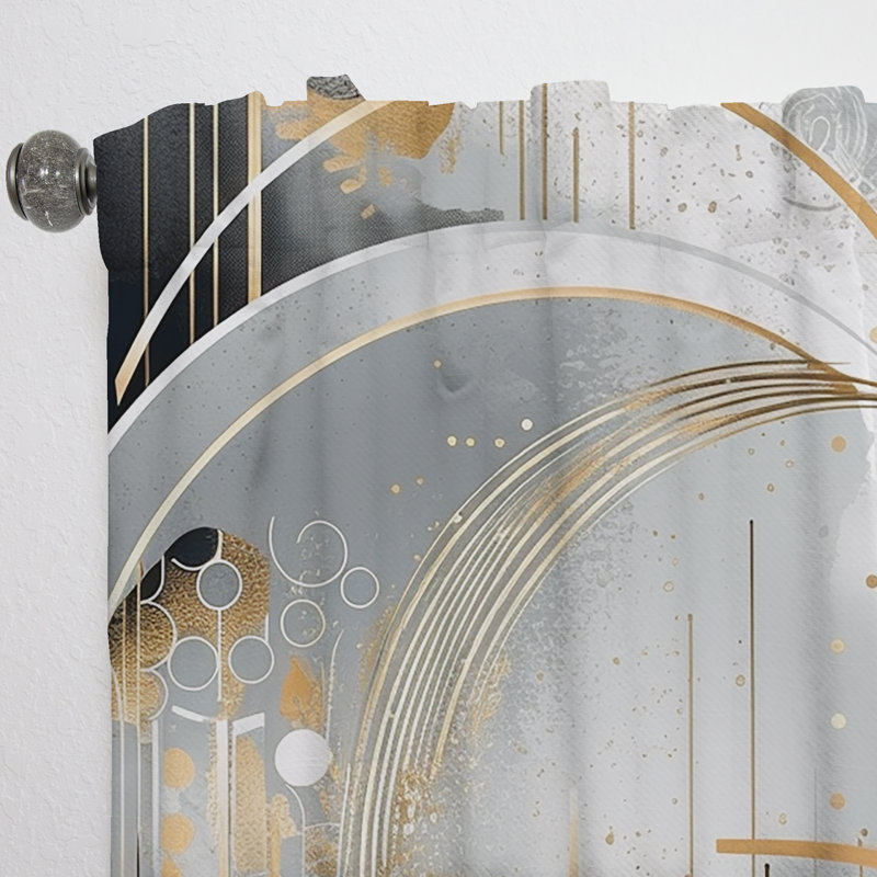 Gayora - Shapes And Lines Abstract Marble I - Abstract Marble Curtain - Velvet Room Darkening - 1 panel, 52" W x 84" L