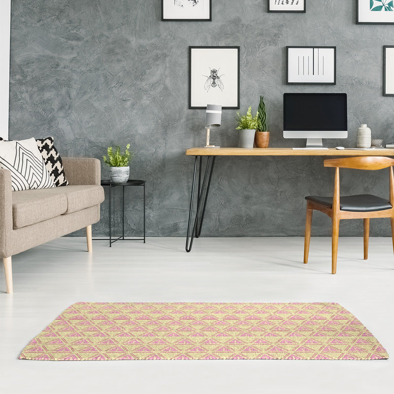 Tapis de zone jaune/rose minimal trees, Rectangle 4 pi x 6 pi