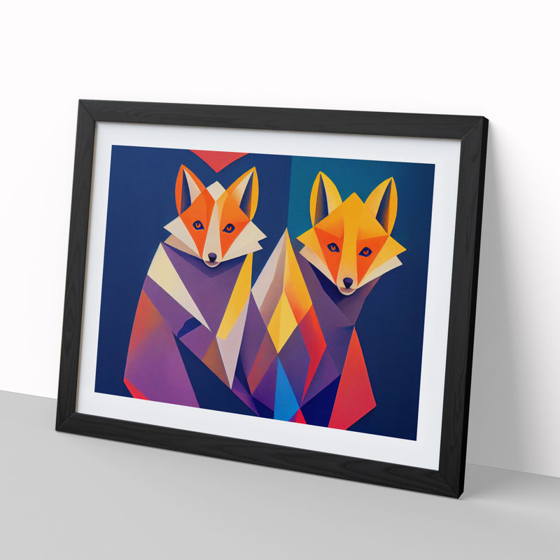 Two Abstract Foxes Vol.1 - Framed Print, 34cm H x 46cm W x 2cm D, Black