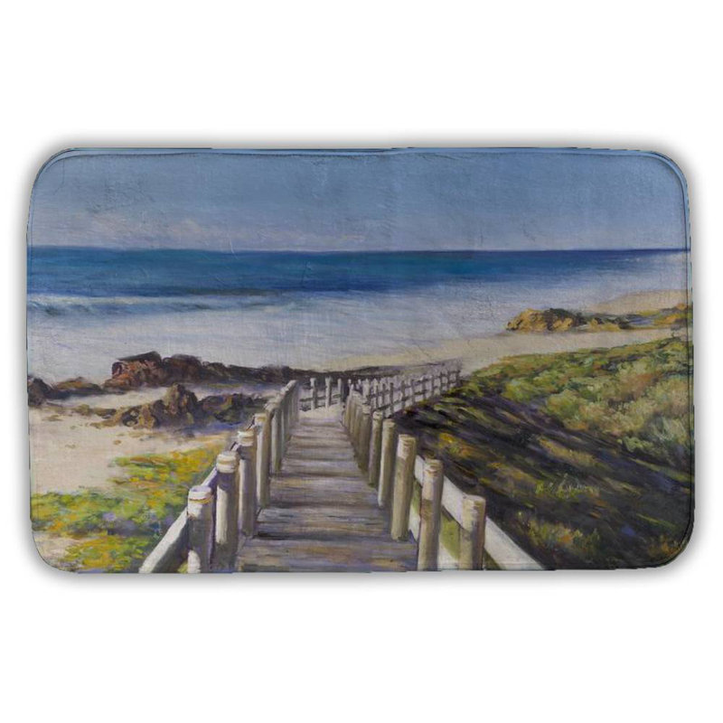 Walk to the seaside Bath Mat with Non-Slip Backing - Quick Dry Memory Foam Bathroom Rug - Absorbent - Modern Plush Spa-Style - Machine Washable