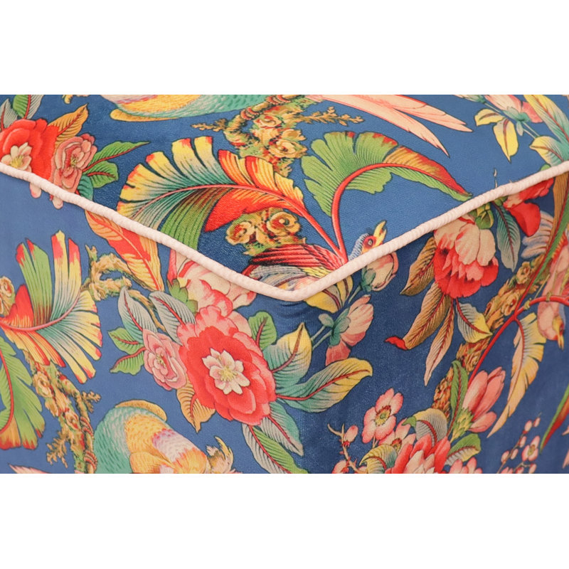 Repose-pieds carré en velours floral de 15 po de large Koralie