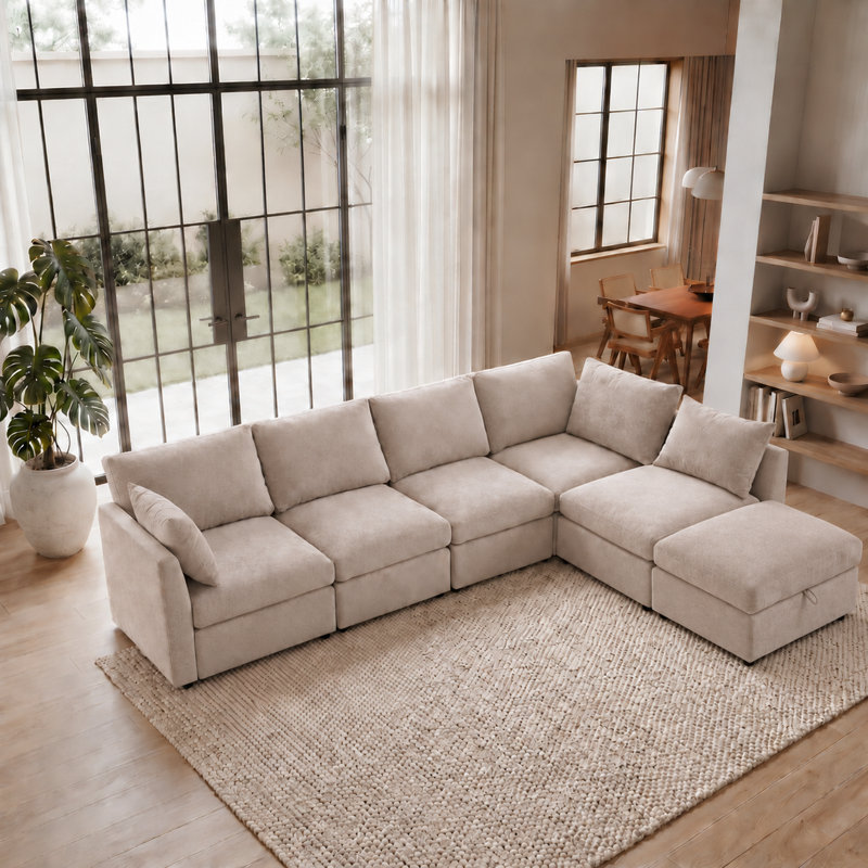  Canapé modulaire en U Sarang, Chenille kaki