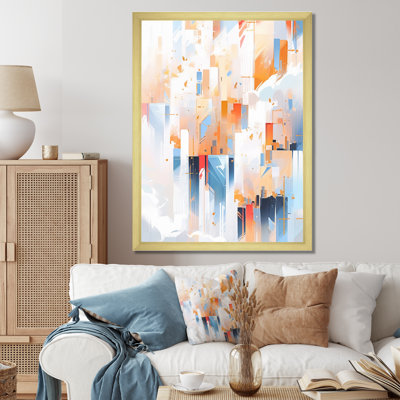 «Peach Blue Symmetric Abstractions» sur impression sur toile