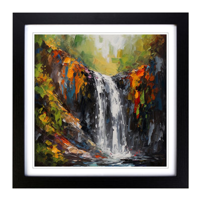 Waterfall Palette Knife Painting - Framed Print